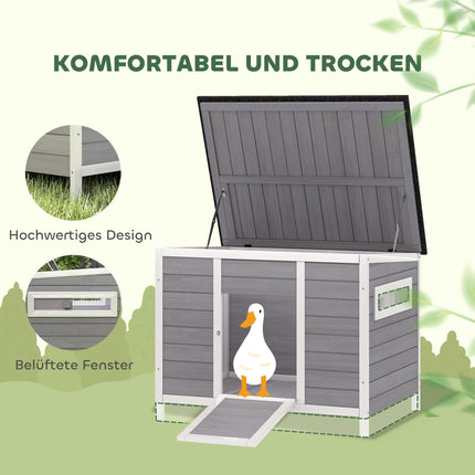 Wetterfestes Entenhaus aus Holz mit herausnehmbarem Boden, 93x70x72cm