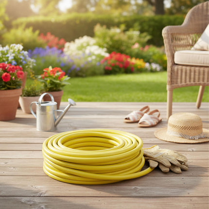 Weatherproof Yellow Garden Hose, UV-Resistant, 1/2 Inch