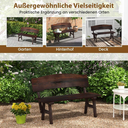 Wetterfeste Gartenbank mit Rückenlehne belastbar bis 325 kg. Parkbanksitzfläche 120 x 51 x 78 cm