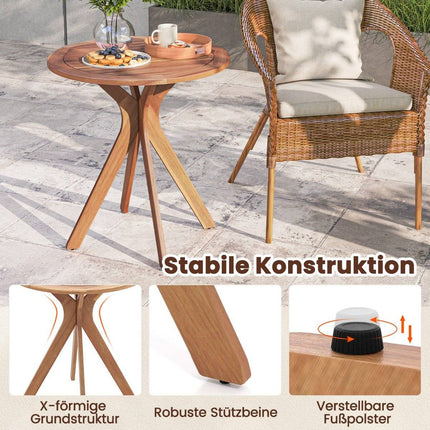 Wetterfester Gartentisch aus Akazienholz Runder Holztisch Beistelltisch Balkontisch Bistrotisch