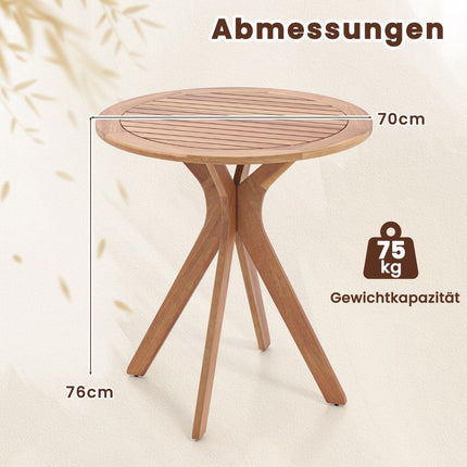 Wetterfester Gartentisch aus Akazienholz Runder Holztisch Beistelltisch Balkontisch Bistrotisch