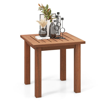 Table d'appoint résistante aux intempéries en bois massif avec plateau à lattes table de jardin 44,5 x 44,5 x 43 cm