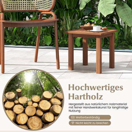 Table d'appoint résistante aux intempéries en bois massif avec plateau à lattes table de jardin 44,5 x 44,5 x 43 cm