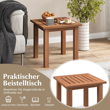 Table d'appoint résistante aux intempéries en bois massif avec plateau à lattes table de jardin 44,5 x 44,5 x 43 cm