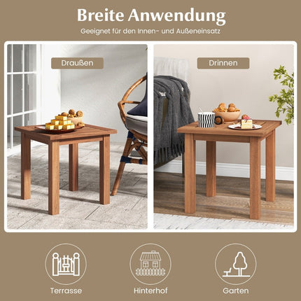 Table d'appoint résistante aux intempéries en bois massif avec plateau à lattes table de jardin 44,5 x 44,5 x 43 cm