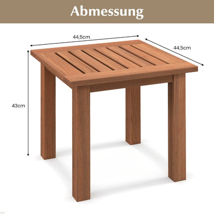 Table d'appoint résistante aux intempéries en bois massif avec plateau à lattes table de jardin 44,5 x 44,5 x 43 cm