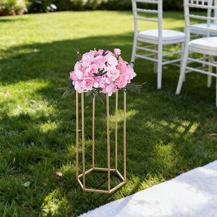 Wedding Flower Stand Set, 10 Pack 23.6 In Hexagon, Gold