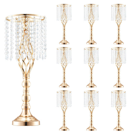 Wedding Flower Stand Set, 10 Pack 55 cm Gold Crystal