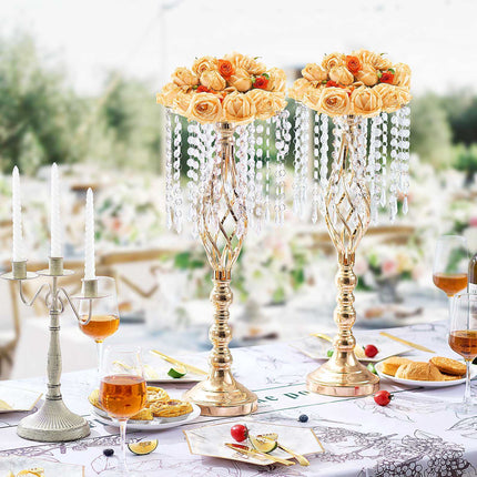 Wedding Flower Stand Set, 10 Pack 55 cm Gold Crystal