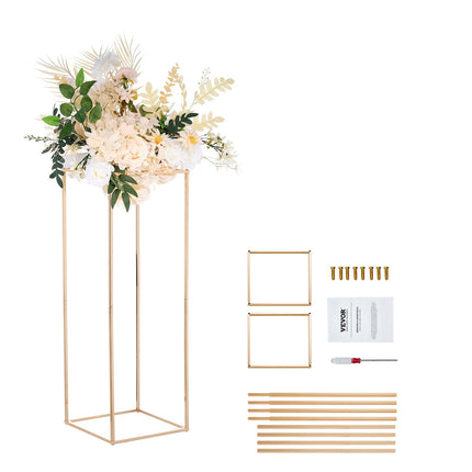 Wedding Flower Stand Set, 31.5in Gold Metal Column, 2 Pack