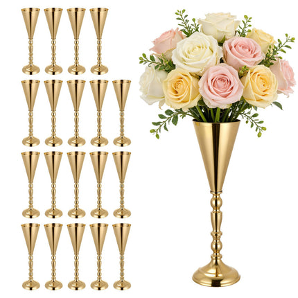 Wedding Trumpet Vases, 43 cm, Gold, 20-Pack