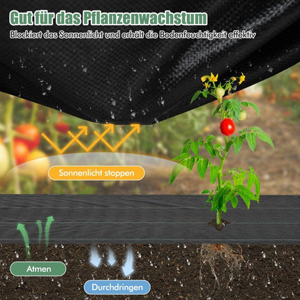 Unkrautvlies 50m² Gartenvlies gegen Unkraut Unkrautfolie PP schwarz 50 x 1m-100 g/m²