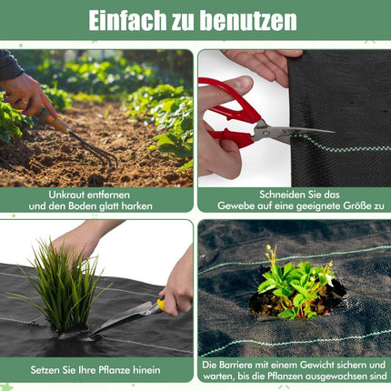 Unkrautvlies 50m² Gartenvlies gegen Unkraut Unkrautfolie PP schwarz 50 x 1m-100 g/m²