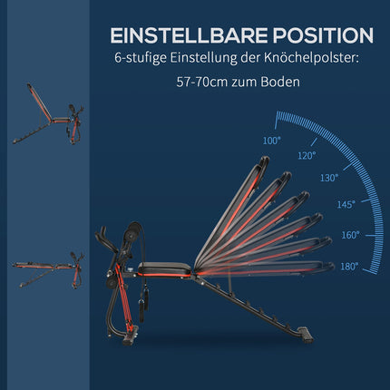 Verstellbare Hantelbank, 6-fach verstellbare Rückenlehne, 150 kg Tragkraft