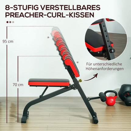 Adjustable weight bench, foldable, steel, up to 120 kg capacity