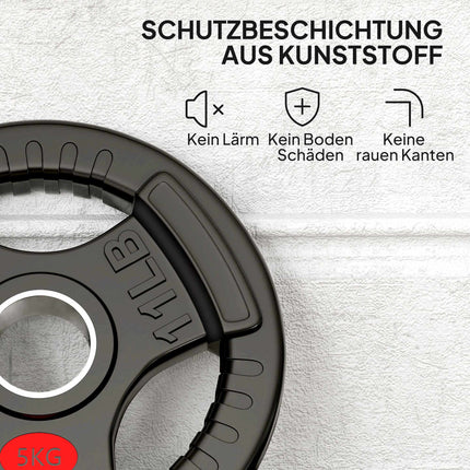 Hantelscheiben Set, 2 x 5 kg, 5 cm Stangenaufnahme, Schwarz