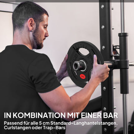 Hantelscheiben Set, 2 x 5 kg, 5 cm Stangenaufnahme, Schwarz
