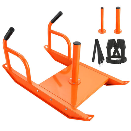 Weight Training Pull Sled, Steel, Fits 1 in & 2 in Plates, Orange