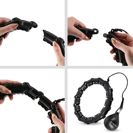 Gewichteter Hula Hoop mit Taillenstütze, Schwarz/Rot