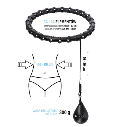 Gewichteter Hula Hoop mit Taillenstütze, Schwarz/Rot