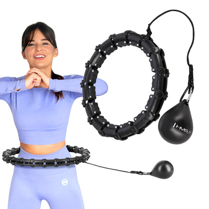 Gewichteter Hula Hoop mit Taillenstütze, Schwarz/Rot