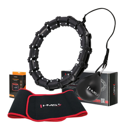 Gewichteter Hula Hoop mit Taillenstütze, Schwarz/Rot