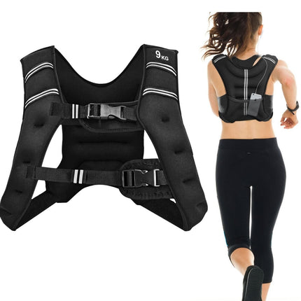 Weighted Training Vest, 9kg, Adjustable, Reflective Straps