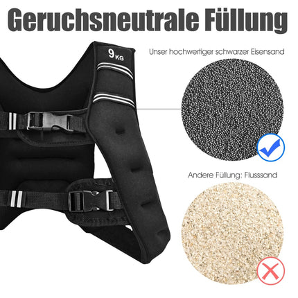 Weighted Training Vest, 9kg, Adjustable, Reflective Straps