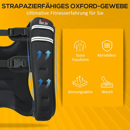 Gewichtsweste 10 kg verstellbar Krafttraining, schwarz