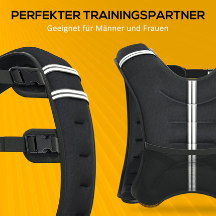 Gewichtsweste 10 kg verstellbar Krafttraining, schwarz