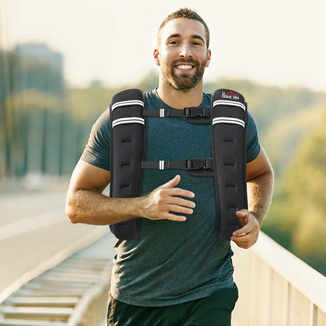 Weighted vest 10 kg adjustable strength training, black
