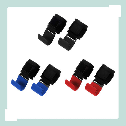 Weightlifting Wrist Hooks Set of 2, Neoprene Padding, Black, 150 kg