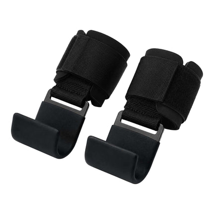 Weightlifting Wrist Hooks Set of 2, Neoprene Padding, Black, 150 kg