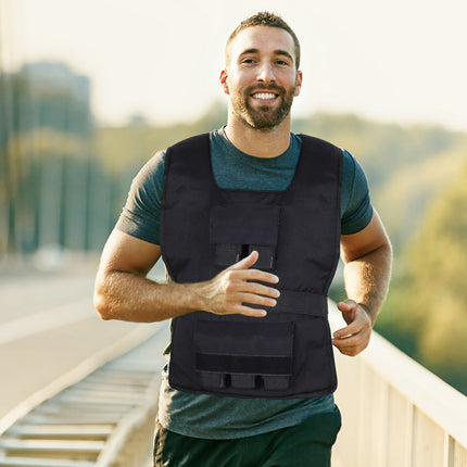 Gilet lesté 20 kg, gilet d'entraînement réglable pour la musculation et le fitness, matière Oxford, noir 36 x 52 cm