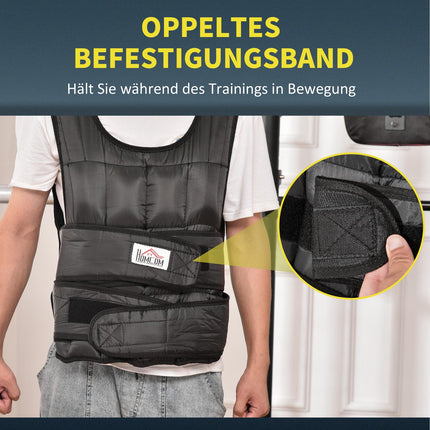 Verstellbare 30-kg-Gewichtsweste für Krafttraining, schwarz