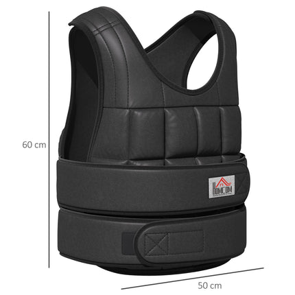 Verstellbare 30-kg-Gewichtsweste für Krafttraining, schwarz