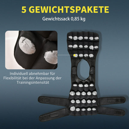 Verstellbare 30-kg-Gewichtsweste für Krafttraining, schwarz