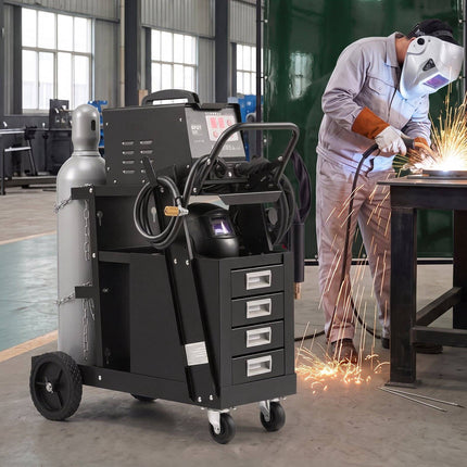 Welding Cart, 2-Tier 4-Drawer, 265 lb, Swivel Casters