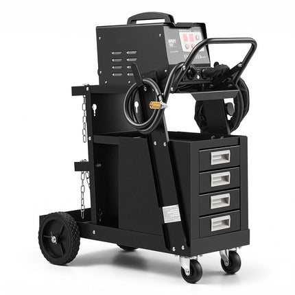 Welding Cart, 2-Tier 4-Drawer, 265 lb, Swivel Casters