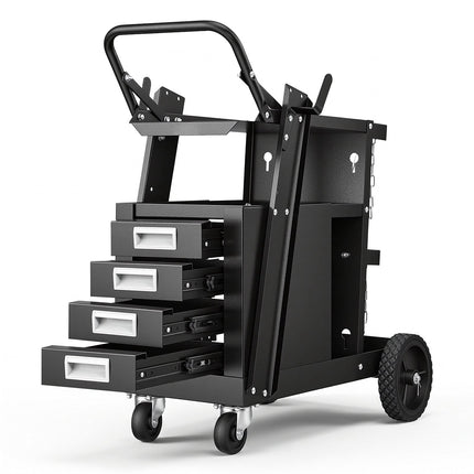Welding Cart, 2-Tier 4-Drawer, 265 lb, Swivel Casters