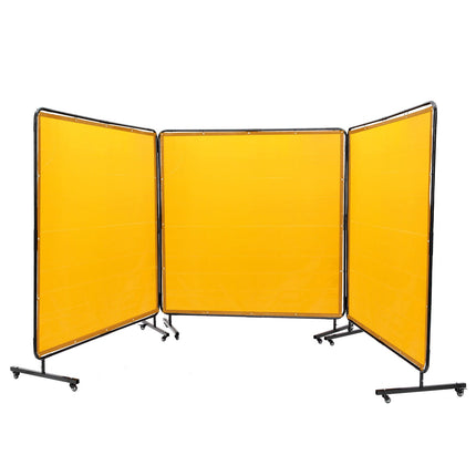 Welding Screen with Frame, 3-Panel 6x6 ft, 12 Wheels