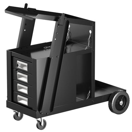 Laswagen met 4 laden & gasfleshouder 71 x 38 x 71 cm zwart