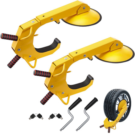 Wheel Clamp Lock 2-Pack, Adjustable Steel Boot, 6.3–15 In
