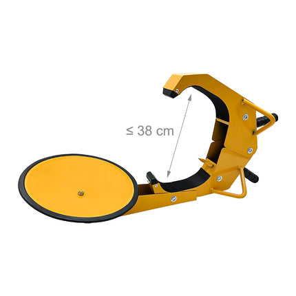 Wheel Clamp Theft Protection, Steel, 15", Yellow