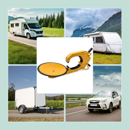 Wheel Clamp Theft Protection, Steel, 15", Yellow