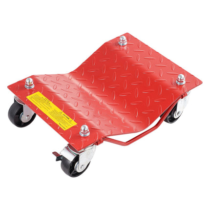 Wheel Dolly Set of 4, 8000 lb Steel, Brakes, Red