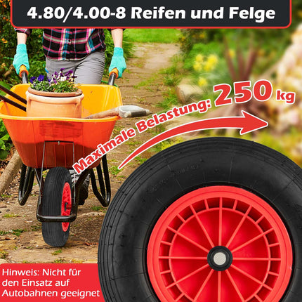 Schubkarrenreifen 4.80/4.00-8, Gummi, 250kg Traglast
