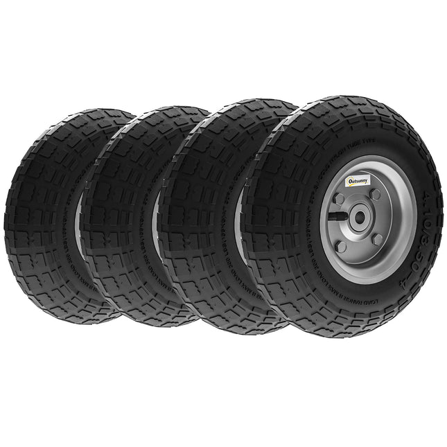 Schubkarrenrad 4er Set, Vollgummi, 80kg, Ø255mm