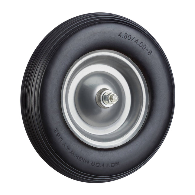 Wheelbarrow wheel made of solid rubber with axle