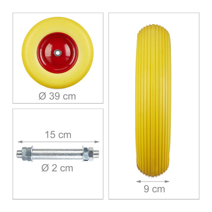 Schubkarrenrad aus Vollgummi mit Achse